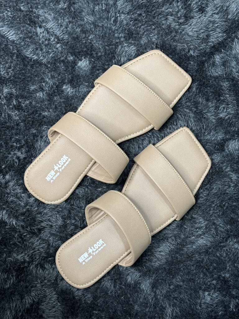 Beige Double-Strap Casual Women's Slippers – Comfortable and Stylish Footwear