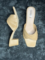 Beige sandals for women – Zori Fashion block heel sandals with cushioned footbed and anti-slip sole.