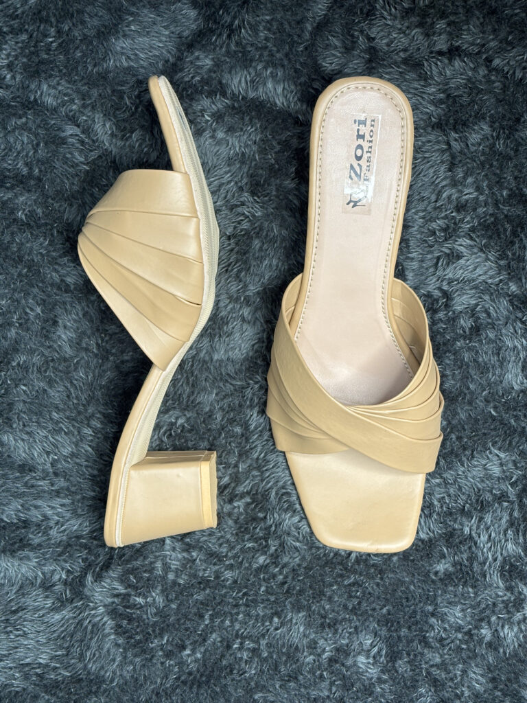 Beige sandals for women – Zori Fashion block heel sandals with cushioned footbed and anti-slip sole.