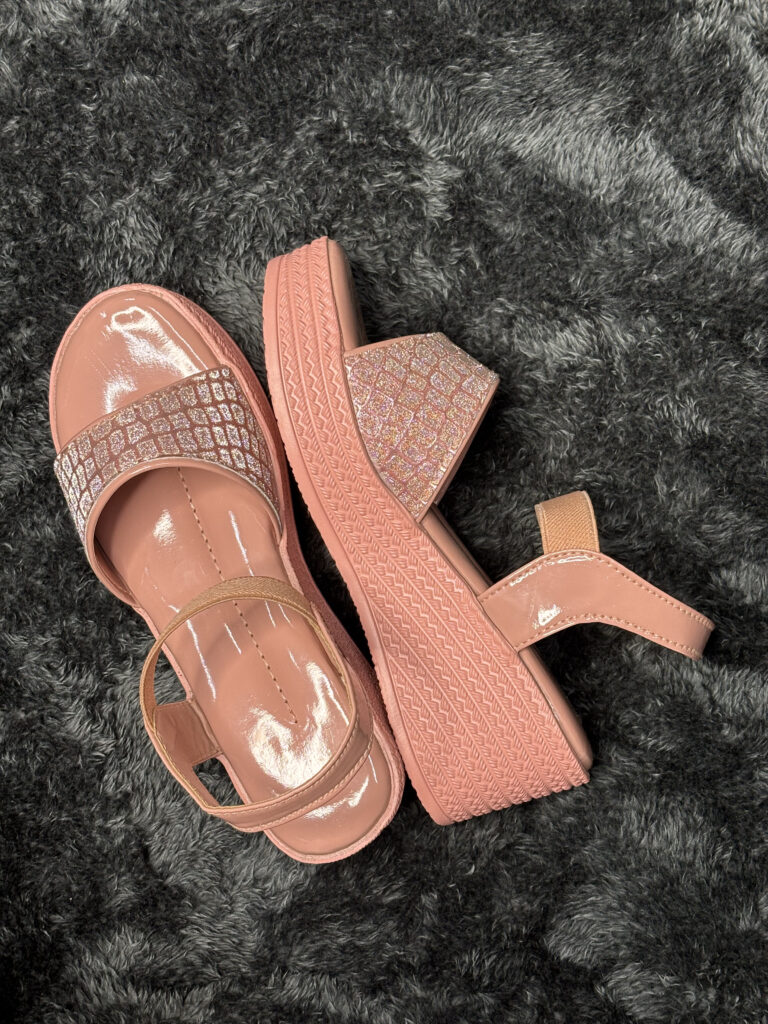 Women’s Stylish Pink Glitter Wedge Sandals