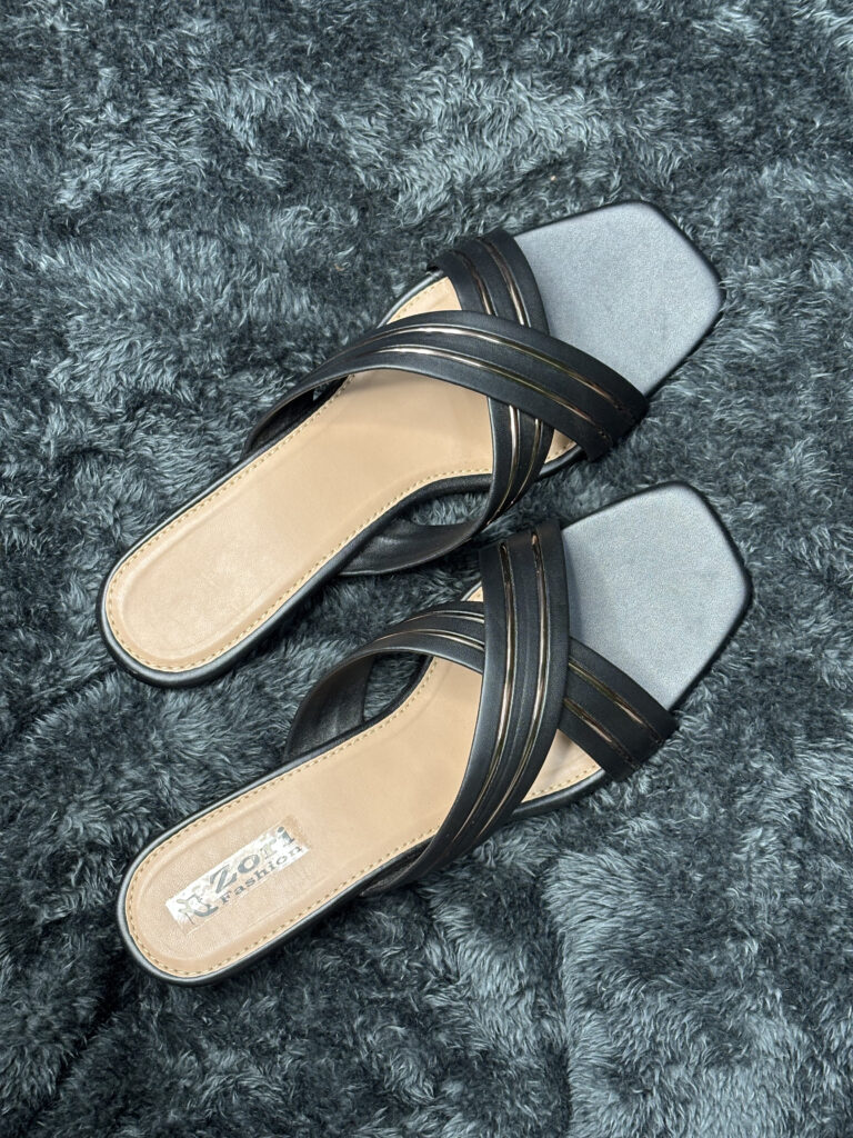 Black Crisscross Strap Flat Sandals for Women – Elegant & Comfortable Footwear