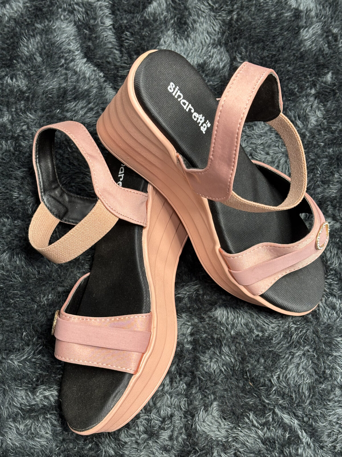 Pink Strappy Wedge Sandals for Women