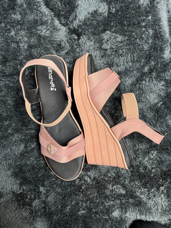Pink Strappy Wedge Sandals for Women