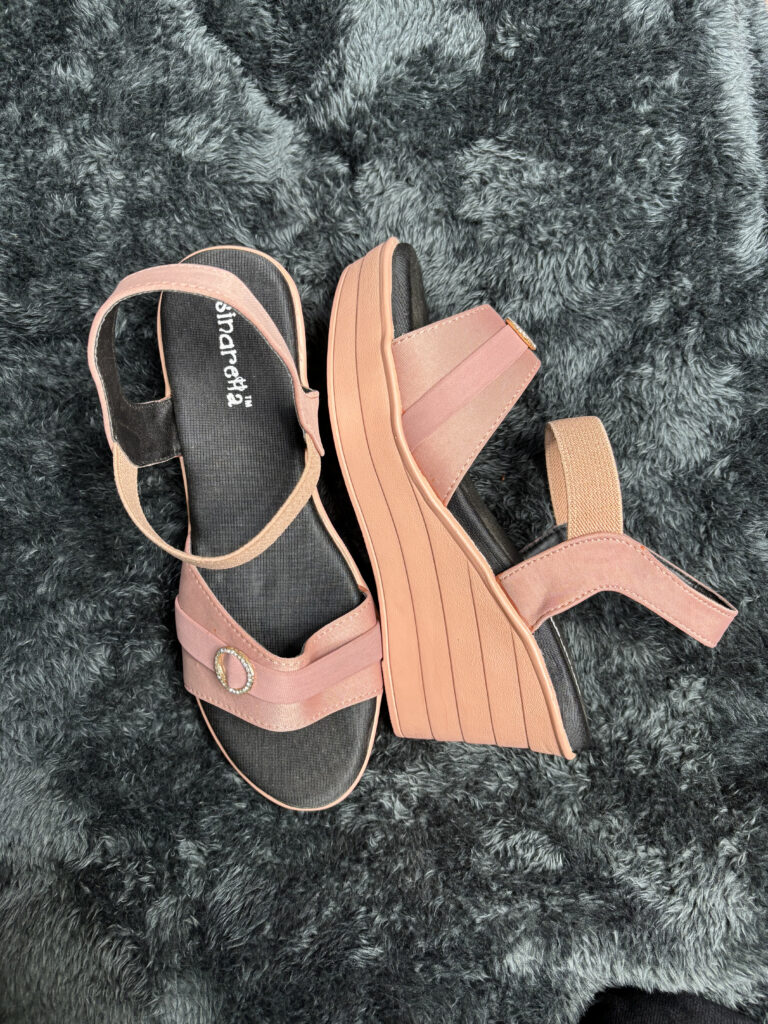 Pink Strappy Wedge Sandals for Women