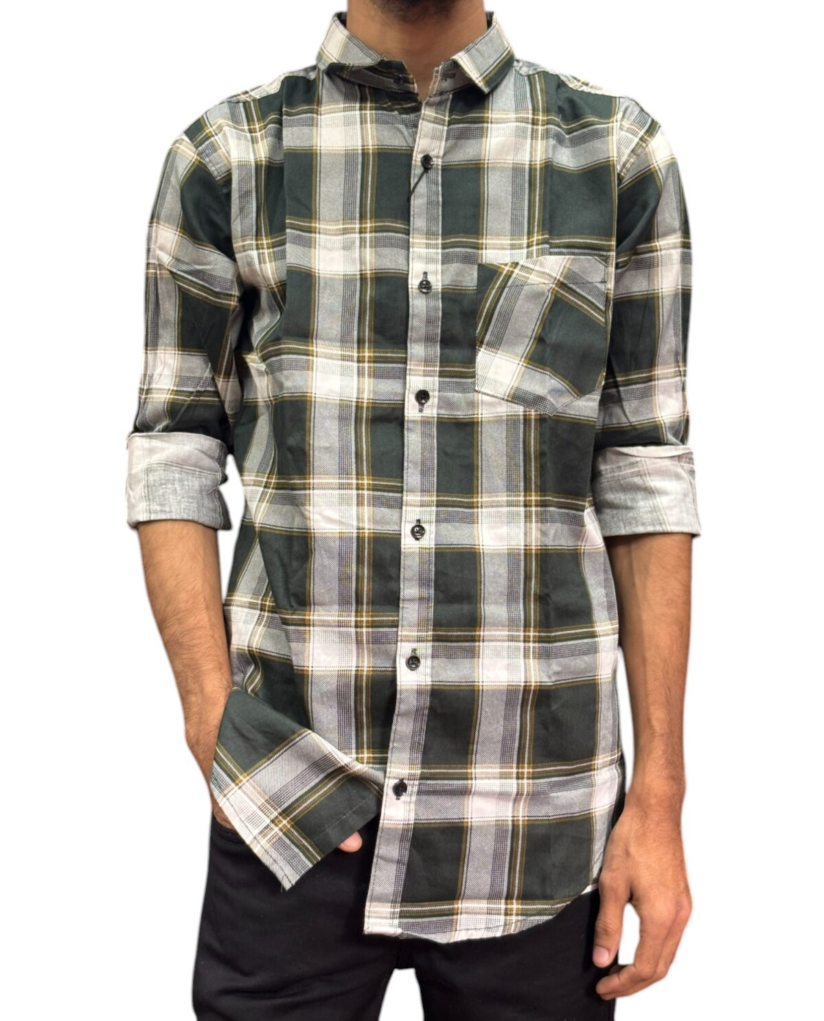 Green & Yellow Full-Sleeve Shirt