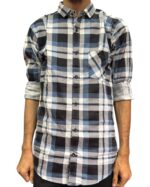 Men's Smart Blue & Black Checkered Full-Sleeve Cotton Shirt