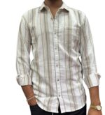 Beige and White Casual Shirt for Men - AtithiStudio