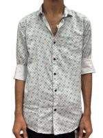 Men's Elegant White Printed Shirt