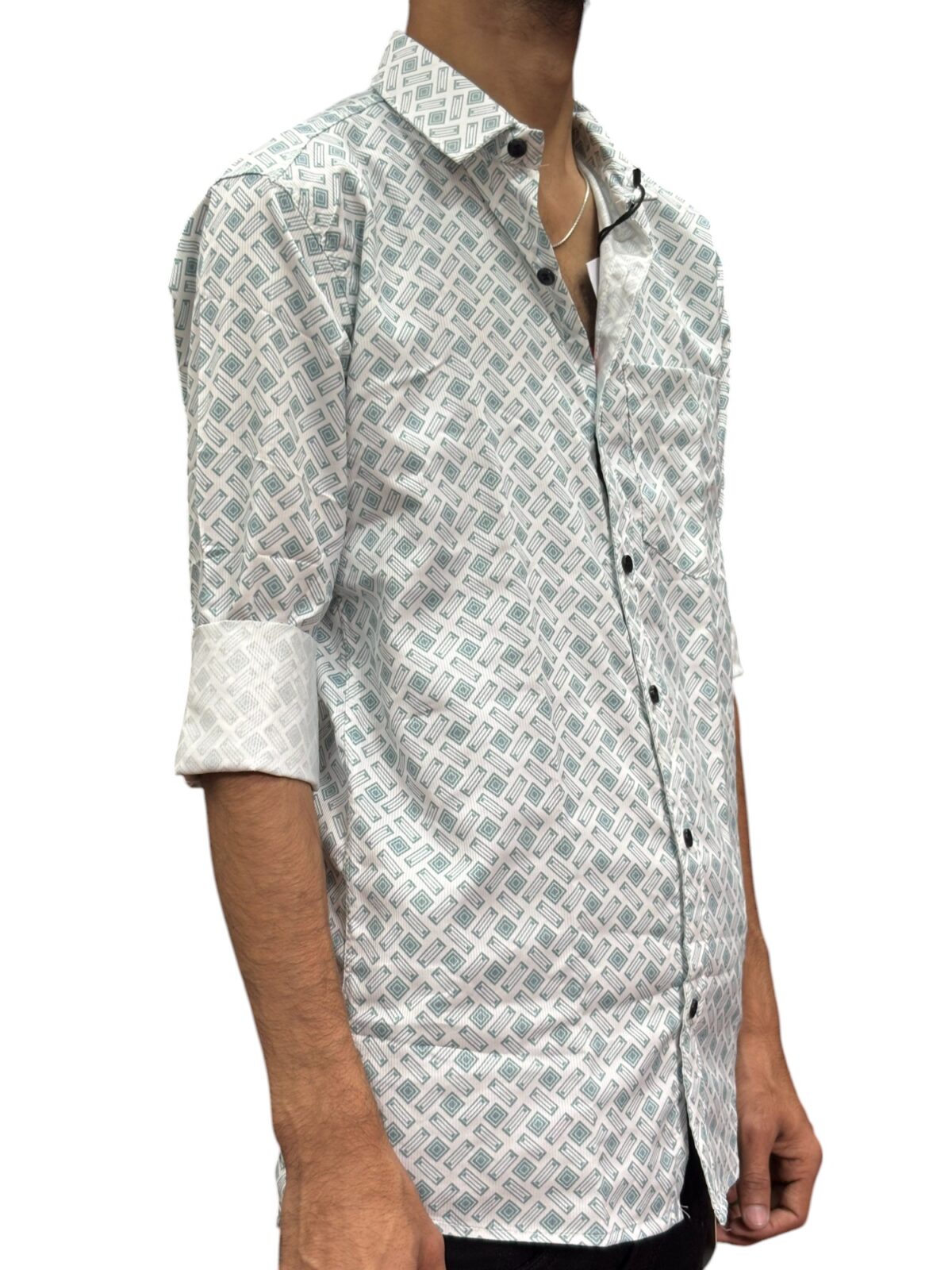 Men's Elegant White Printed Shirt