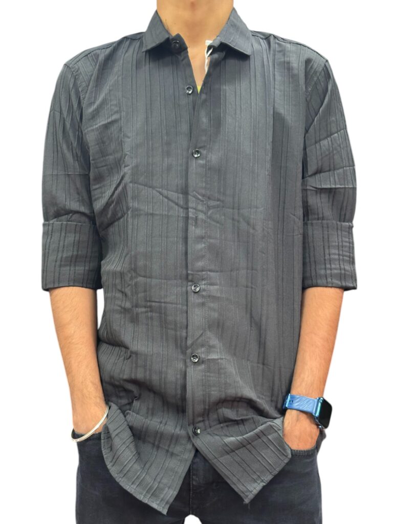 Men's Stylish Grey Striped Shirt - Casual Wear