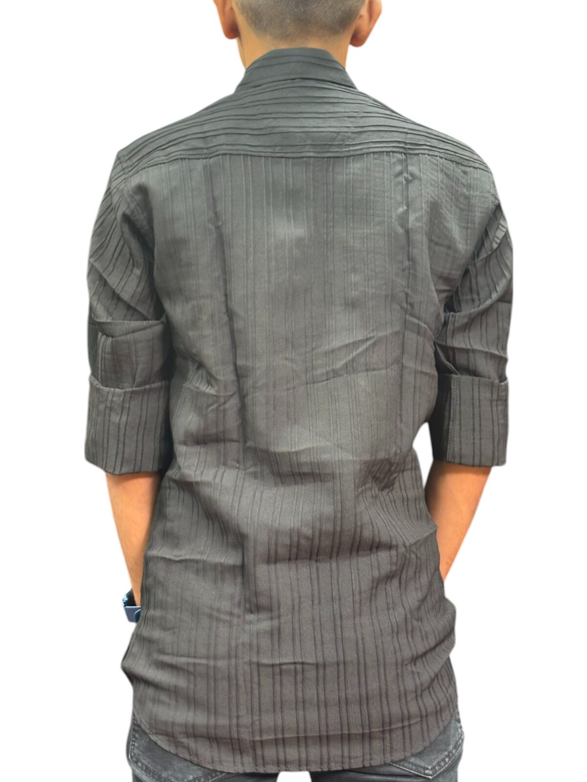 Men's Stylish Grey Striped Shirt - Casual Wear