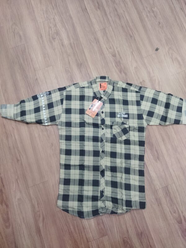 kids shirt Full-Sleeve Checkered Shirt - Olive Green and Black Plaid