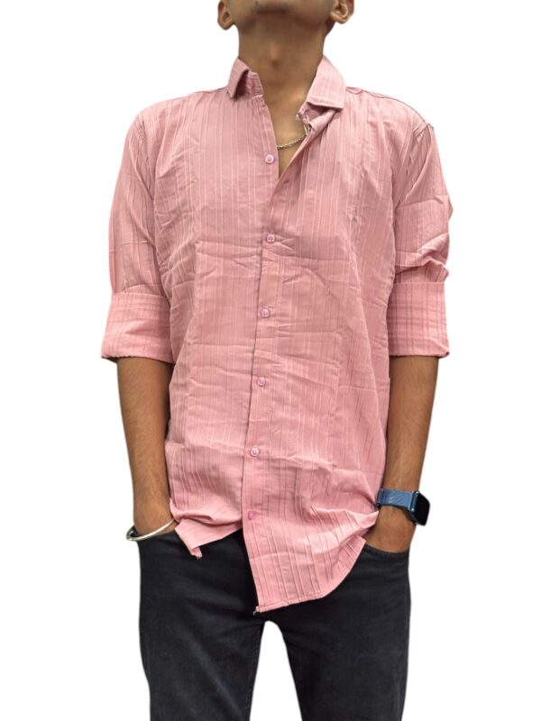 Men's Pink Striped Full-Sleeve Shirt