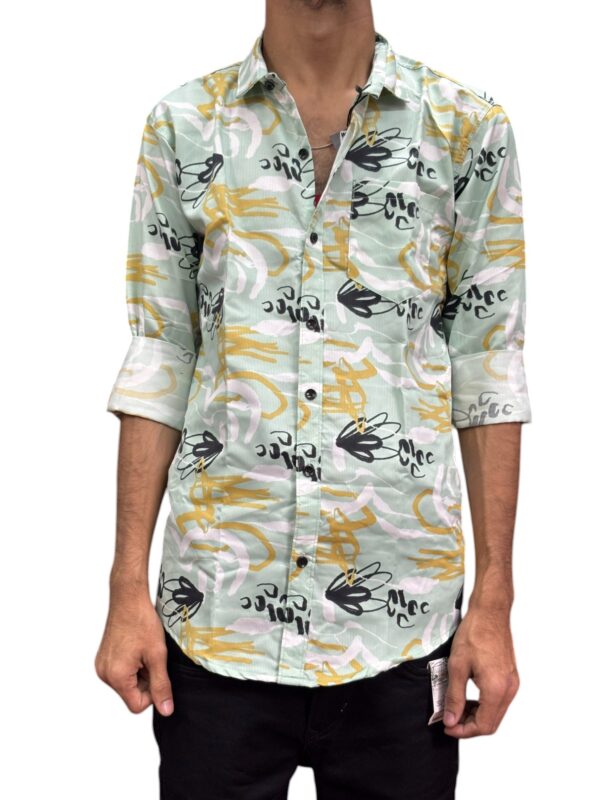 Men's Printed Mint Green Casual Shirt - Full Sleeve Stylish Design