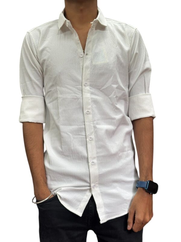 Men's Classic White Textured Cotton Shirt
