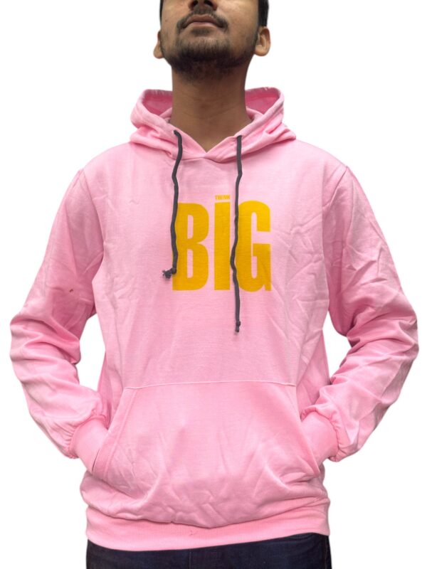 Men's Pink Hoodie with "Think Big" Graphic