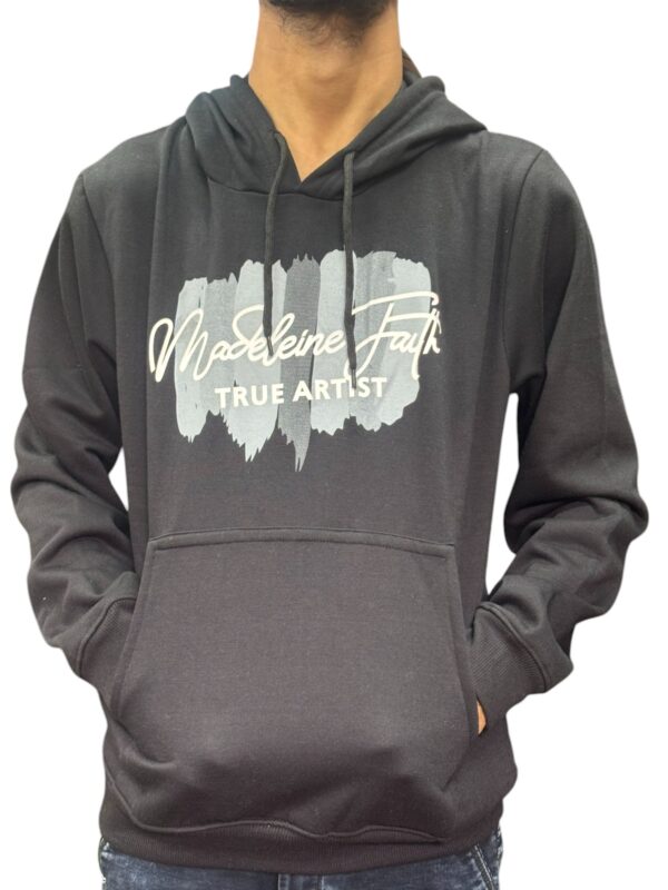 Men's Black Hoodie with Artistic Print