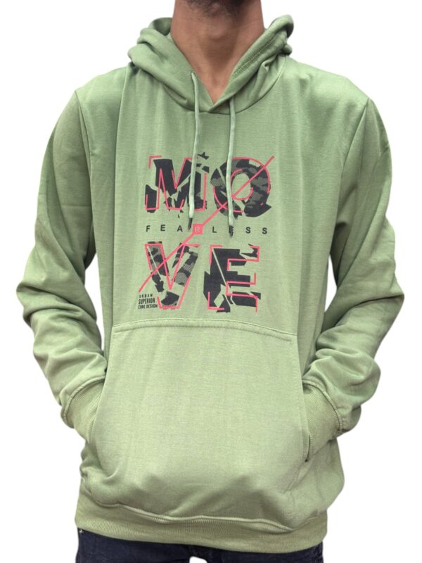 Men's Olive Green "MOVE FEARLESS" Graphic Hoodie
