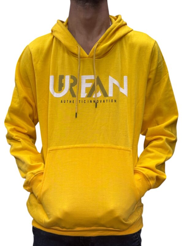 Men's Yellow Hoodie with "URBAN Authentic Innovation" Design