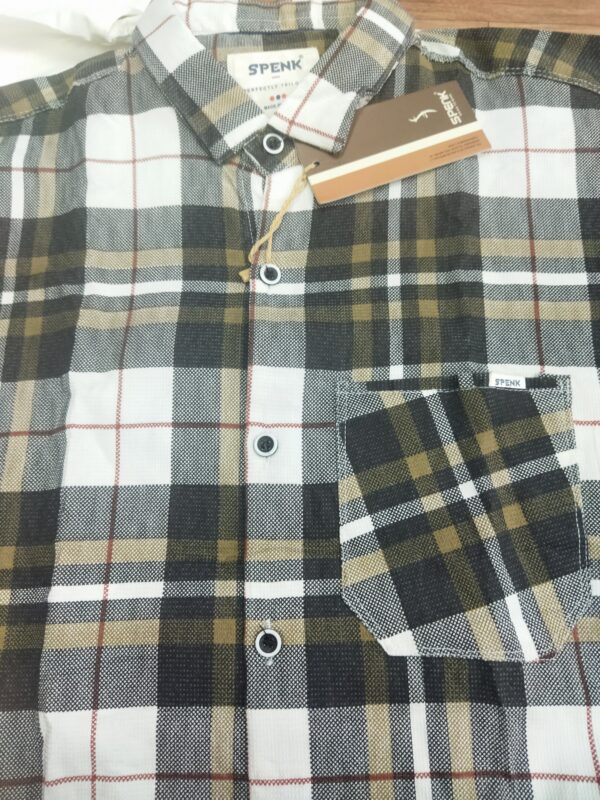 Men's Classic Checkered Casual Shirt - Black, White & Mustard