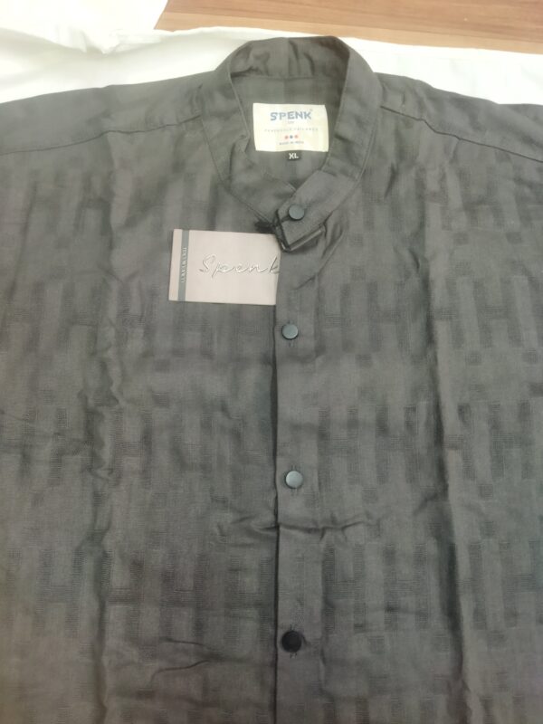 Men's Designer Black Mandarin Collar Shirt – XL | Spenk