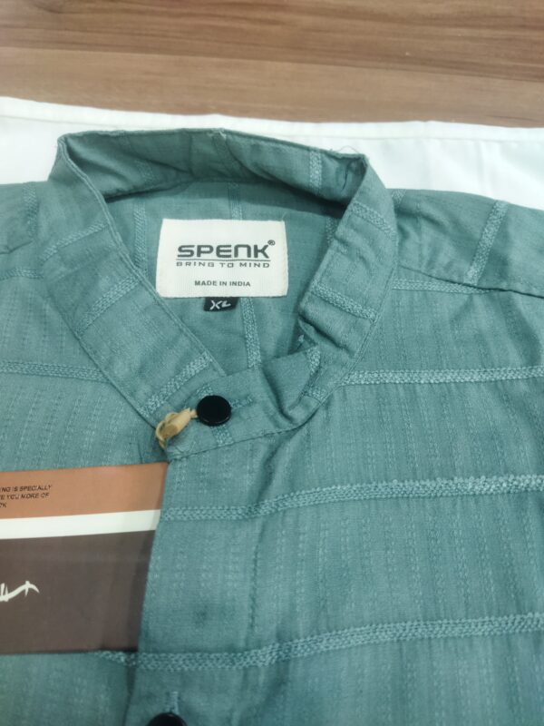 Men's Teal Green Mandarin Collar Shirt – Size XL | Spenk