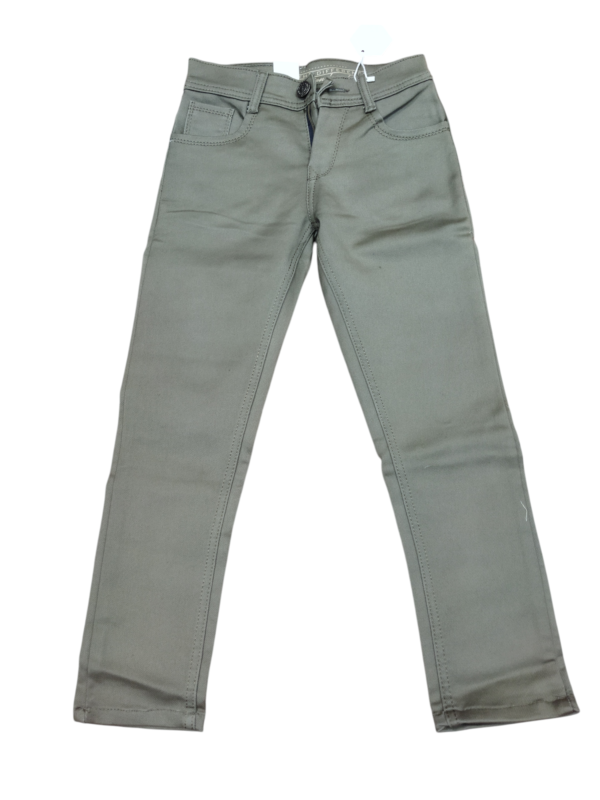 Boys' Slim Fit Stretchable Cotton Jeans – Light Olive Green
