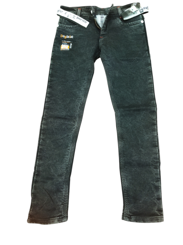 Boys' Slim Fit Black Denim Jeans with Printed Patch Detail
