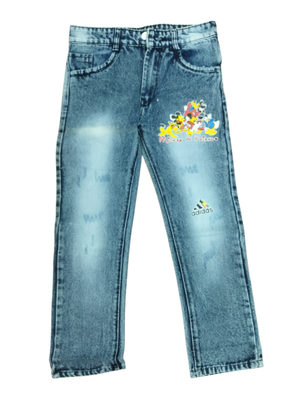 Kids' Embroidered Denim Jeans – Light Blue Stretchable Slim Fit for Boys