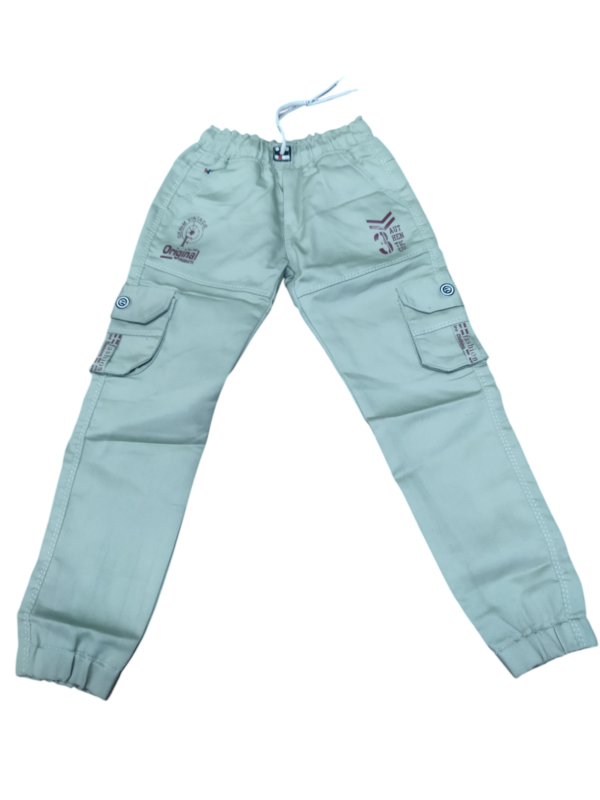 Boys' Stylish Cargo Jogger Pants with Elastic Waist & Side Pockets – Light Green