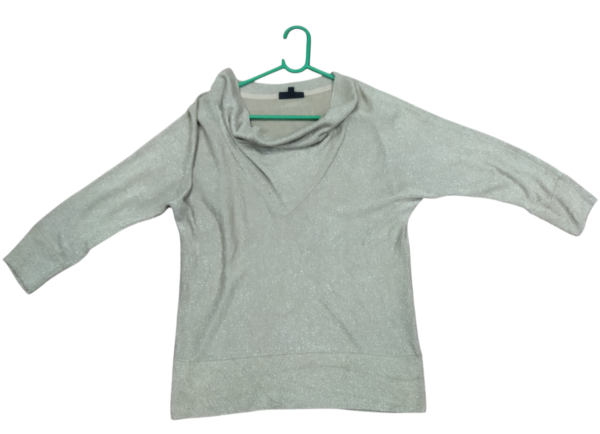 Women’s Light Grey Cowl Neck Full Sleeve Winter Top