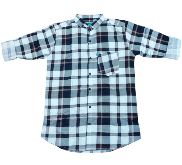 Men’s White, Brown & Black Checkered Shirt | Cotton Casual Shirt for Daily Wear