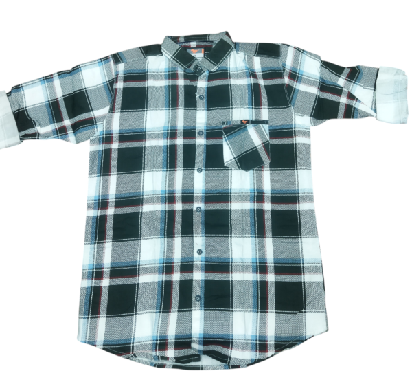 Men’s Black & White Checkered Casual Shirt – Full Sleeve Cotton Blend with Pocket