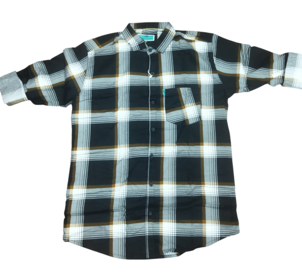 Men’s Black, White & Mustard Checkered Casual Shirt