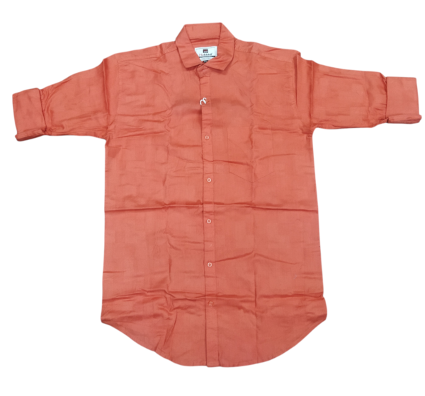 Men’s Rust Orange Mandarin Collar Casual Shirt