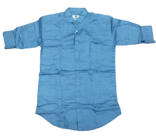 Men’s Sky Blue Mandarin Collar Casual Shirt
