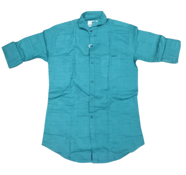 Men’s Teal Green Mandarin Collar Casual Shirt – Full Sleeve Cotton Blend