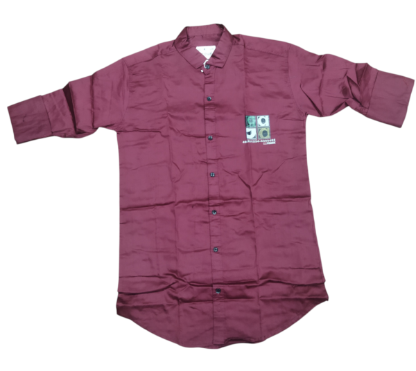 Men’s Maroon Mandarin Collar Cotton Casual Shirt