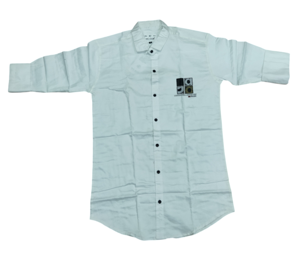 Men’s White Mandarin Collar Cotton Casual Shirt