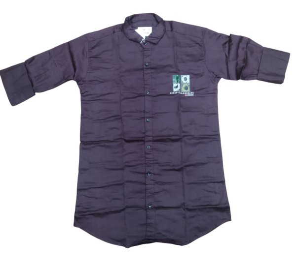 Men’s Dark Maroon Mandarin Collar Cotton Casual Shirt