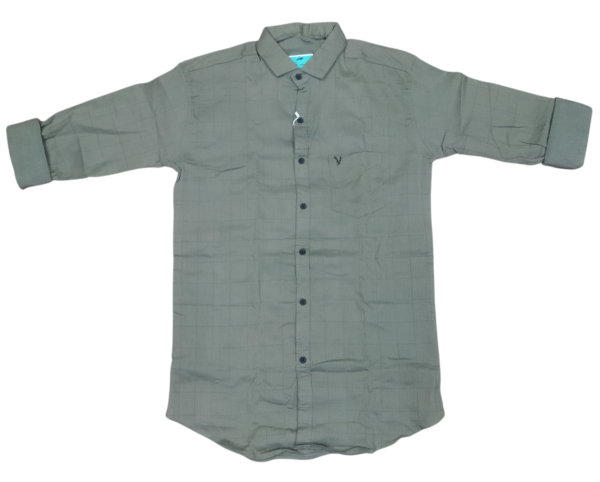 Men’s Olive Green Checkered Cotton Blend Full Sleeve Casual Shirt with Pocket