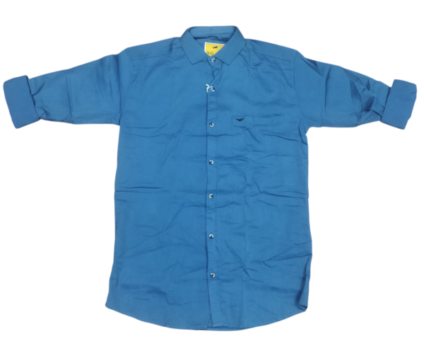 Men’s Casual Blue Cotton Shirt | Full Sleeve Regular Fit