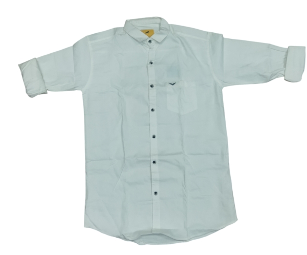 Men’s White Full Sleeve Cotton Blend Casual Shirt with Chest Pocket