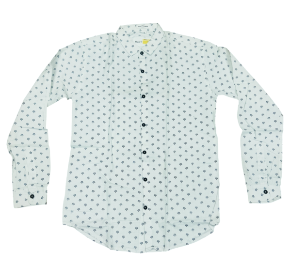 Men’s Full Sleeve White Printed Casual Shirt