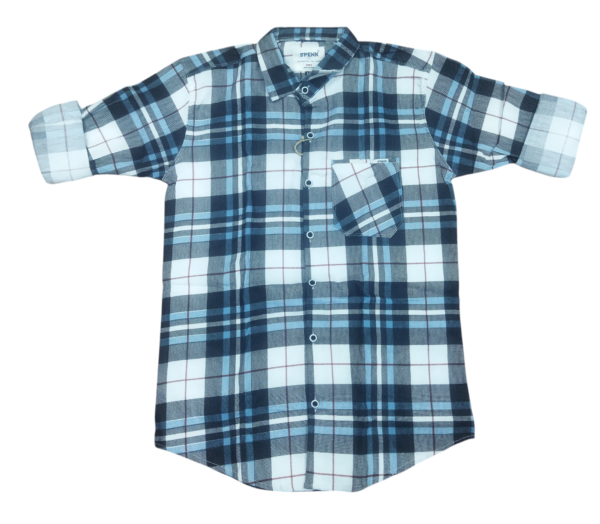Men's White & Navy Blue Checked Cotton Casual Shirt