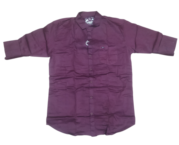 Men’s Maroon Mandarin Collar Full Sleeve Cotton Casual Shirt