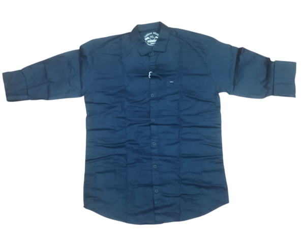 Men’s Navy Blue Mandarin Collar Full Sleeve Cotton Casual Shirt