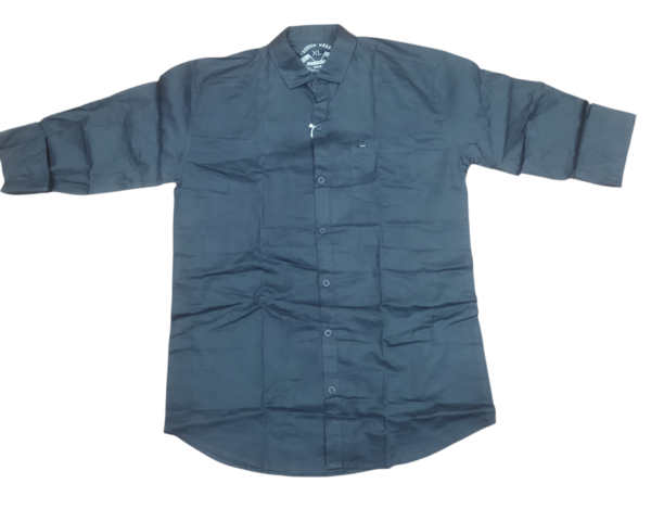 Men’s Dark Grey Mandarin Collar Full Sleeve Cotton Casual Shirt
